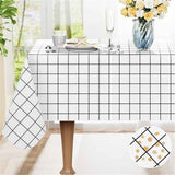 Rectangular checkered tablecloth PEVA for kitchen dining, picnic and camping, wrinkle free and washable tablecloth, black+white, 137*90cm In Australia - Darrahopens