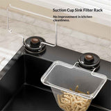 Kitchen Sink Strainer with Filter Mesh Bag, Suction Cup Food Waste Filter Basket, Foldable Washing Vegetables and Fruits Drying Bag Holder (Black Sink Strainer2pcs +100pcs Mesh Bag) In Australia - Darrahopens