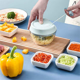 Manual Food Processor Vegetable Chopper, Portable Hand Pull String Garlic Mincer Onion Cutter for Veggies, Ginger, Fruits, Nuts, Herbs, etc.,  Blue In Australia - Darrahopens