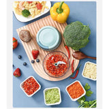 Manual Food Processor Vegetable Chopper, Portable Hand Pull String Garlic Mincer Onion Cutter for Veggies, Ginger, Fruits, Nuts, Herbs, etc.,  Blue In Australia - Darrahopens