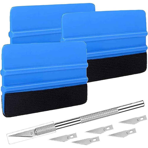 2 set Durable Black Felt Edge Vinyl Squeegee Tool 4-Inch & Craft Knife, Car Vinyl Film Wrapping Decal Window Tint Work, Professional Scratch Free Squeegee In Australia - Darrahopens