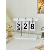 Perpetual Daily Flip Calendar for Desk Reusable Office Desktop Decor Home Accessories Photography Props (White) In Australia - Darrahopens