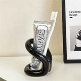 Handmade Ceramic Holder Stand for Toothbrushes, Makeup Brushes, and Pens - Minimalist Design for Bathroom Vanity and Countertops Decor (Black) In Australia - Darrahopens