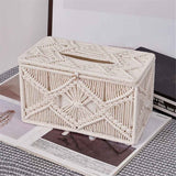 Handmade Tissue Box Cover Rectangle Decorative Boho Tissue Holder Cotton Rope Woven Napkin Facial Paper Organizer Bohemian Desk Storage Container (Ivory) In Australia - Darrahopens