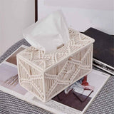 Handmade Tissue Box Cover Rectangle Decorative Boho Tissue Holder Cotton Rope Woven Napkin Facial Paper Organizer Bohemian Desk Storage Container (Ivory) In Australia - Darrahopens
