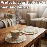 4 pack Coasters Woven Boho Handmade Placemats, for Desk Table Kitchen Dining Room Drink Picnic Housewarming Home Decor Rattan In Australia - Darrahopens
