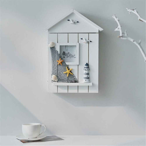 Nautical Style Key Cabinet, Mediterranean Wall Mounted Key Cabinet Wooden Keys Organizer for Office Home Bookstore Dining Room In Australia - Darrahopens