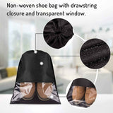 12PCS Shoe Bags for Travel - Large Dustproof Drawstring Shoes Pouch Packing Organizers for Men & Women, Black（storage bag only） In Australia - Darrahopens
