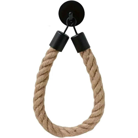 2 pack Rope Toilet Paper Holder - Self Adhesive, No Drill Required, Black, Stainless Steel and Cotton Rope In Australia - Darrahopens