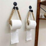 2 pack Rope Toilet Paper Holder - Self Adhesive, No Drill Required, Black, Stainless Steel and Cotton Rope In Australia - Darrahopens