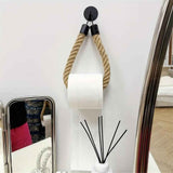 2 pack Rope Toilet Paper Holder - Self Adhesive, No Drill Required, Black, Stainless Steel and Cotton Rope In Australia - Darrahopens
