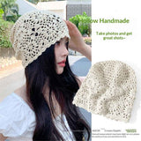 Women Cotton Crochet Slouchy Beanie Hat Handmade Knit Cap, Crochet Travel Photography Knitted Hat Beige In Australia - Darrahopens