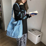 Denim Shoulder Bag Casual Tote Bag Large Handbag Jean Purse for Women,Casual Retro Aesthetic Crossbody Bag Handbag In Australia - Darrahopens