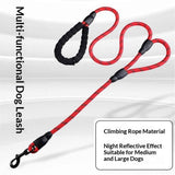 Dog Leash Heavy Duty 6ft, Double Handle Dog Leash with Padded Handle for Traffic Control, Reflective Rope Leashes for Large and Medium Dogs Night Control Safety Training (Red) In Australia - Darrahopens