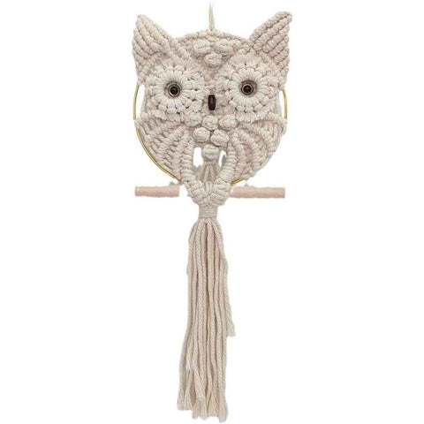 Owl Wall Hanging Tapestry - Hand Woven Boho Wall Art for Living Room, Bedroom, Home Decor (White Owl) In Australia - Darrahopens