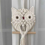 Owl Wall Hanging Tapestry - Hand Woven Boho Wall Art for Living Room, Bedroom, Home Decor (White Owl) In Australia - Darrahopens
