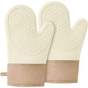 1 pair of Silicone Oven Mitts，Heat Resistant up to 572°F, Oven Gloves with Soft Lining, Non-Slip Kitchen Essentials, Kitchen Gadgets, Apartment Essentials, Great Gift for Cooking (beige-1pair) In Australia - Darrahopens
