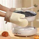 1 pair of Silicone Oven Mitts，Heat Resistant up to 572°F, Oven Gloves with Soft Lining, Non-Slip Kitchen Essentials, Kitchen Gadgets, Apartment Essentials, Great Gift for Cooking (beige-1pair) In Australia - Darrahopens