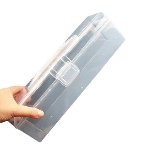 Plastic Storage Container with Lid, Clear Craft Tool Art Supply Sewing Organizer Box with Handle, Storage Bin for Paint Brush, Cards, Pencils, Crayon, Toys, Ribbons （30*9*8.7cm) In Australia - Darrahopens