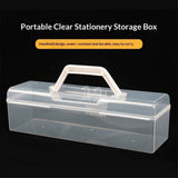 Plastic Storage Container with Lid, Clear Craft Tool Art Supply Sewing Organizer Box with Handle, Storage Bin for Paint Brush, Cards, Pencils, Crayon, Toys, Ribbons （30*9*8.7cm) In Australia - Darrahopens