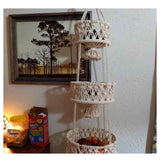 3 Tier Hanging Basket - Space Saving Hanging Fruit Basket for Kitchen or Decorative Boho Decor Hanging Plant Holder - Use for Produce Baskets, Indoor Planter Hangers, Beige In Australia - Darrahopens