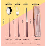 Portable Utensils, Travel Reusable Silverware Flatware Set for Lunch, Stainless Steel 3-Piece Camping Cutlery Include Fork Spoon Chopsticks with Case (Brown) In Australia - Darrahopens