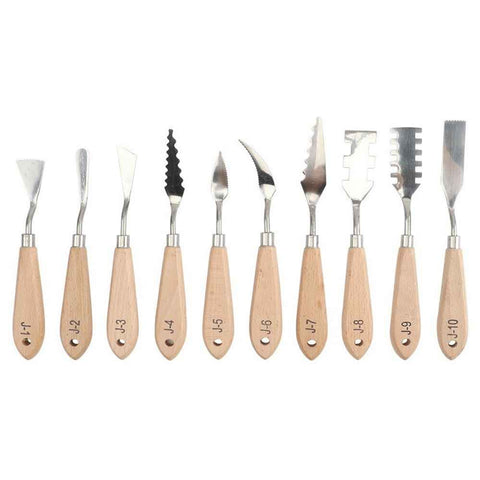 Paint Knife Set - 10pcs Stainless Steel Spatula Palette Knife Painting Tools Knives Wood Handle with Different Shapes and Sizes for Oil Painting, Acrylic Mixing In Australia - Darrahopens