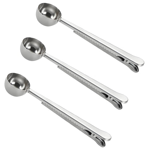 4 Pack of Coffee Scoops, stainless steel measuring scoop, with coffee bag clip, suitable for ground coffee, espresso beans, milk powder, protein powder In Australia - Darrahopens