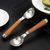 2 pack Small Cylindrical Ice Cream Scoop Stainless Steel with Wood Handle, stainless steel Ice Scoop for Freezer In Australia - Darrahopens