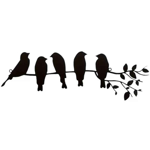 2 pack ferraycle iron Bird Wall Art - Birds on Branch with Leaves - iron Sculpture Wall Hanging Sign for Balcony, Garden, Home Decor(Black) In Australia - Darrahopens