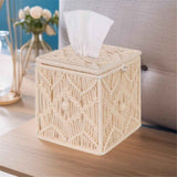 Tissue Box Cover Square Open-Bottom Tissue Box Holder Boho Decor Tissue Organizer Bohemian Handmade Woven Tissue Cube Box for Bathroom Bedroom Dresser Living Room Office Dorm, beige In Australia - Darrahopens