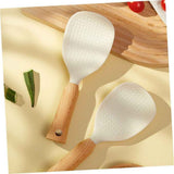 2 Pcs Standing Silicone Rice Spoon Paddle with Wood Handle, Nonstick Standing Rice Cooker Spatula for Kitchen Cooking In Australia - Darrahopens