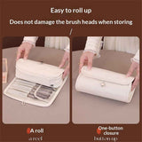 Ready Makeup Brush Organizer Bag - Multi Cosmetic Case, Makeup Brush Holder, Makeup Brush Case（milky apricot white,only bag） In Australia - Darrahopens