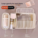 Ready Makeup Brush Organizer Bag - Multi Cosmetic Case, Makeup Brush Holder, Makeup Brush Case（milky apricot white,only bag） In Australia - Darrahopens