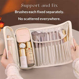 Ready Makeup Brush Organizer Bag - Multi Cosmetic Case, Makeup Brush Holder, Makeup Brush Case（milky apricot white,only bag） In Australia - Darrahopens