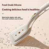 2-in-1 Silicone Spatula Tongs - Heat-Resistant Food Turner & Tongs for Flipping Fish, Steak, Pancakes - Non-Scratch, BPA-Free (White) In Australia - Darrahopens