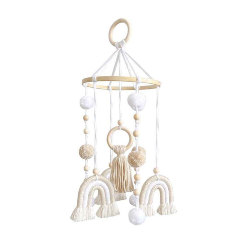 Neutral Boho Rainbow Baby Mobile for Crib Mobile Nursery, Boho Baby Crib Mobile, Natural Crib Mobile for Boys and Girls In Australia - Darrahopens