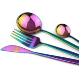 24-Piece Flatware Set, Stainless Steel Knife Fork Spoon Teaspoon Silverware Set, Service for 6, MIrror Rainbow In Australia - Darrahopens