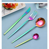 24-Piece Flatware Set, Stainless Steel Knife Fork Spoon Teaspoon Silverware Set, Service for 6, MIrror Rainbow In Australia - Darrahopens