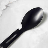 4 pack Multifunctional Outdoor Fork Spoon Detachable Tableware,10-in-1 Utility Tactical Spork, Stainless Steel Spoon & Bottle Opener, Fork & Knife, Combo Camping Utensil for Hiking(Black)