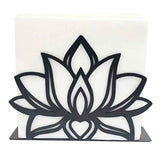 2 pack Lotus Flower Decorative Black iron Napkin Holder for Table, 5.3" x 4" x 1.5" Floral Standing Napkin Holder for Home Kitchen Restaurant Picnic Party Coffee Bar Dining Room（Excluding paper）