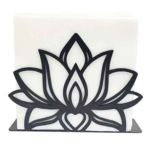 2 pack Lotus Flower Decorative Black iron Napkin Holder for Table, 5.3" x 4" x 1.5" Floral Standing Napkin Holder for Home Kitchen Restaurant Picnic Party Coffee Bar Dining Room（Excluding paper）