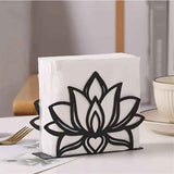 2 pack Lotus Flower Decorative Black iron Napkin Holder for Table, 5.3" x 4" x 1.5" Floral Standing Napkin Holder for Home Kitchen Restaurant Picnic Party Coffee Bar Dining Room（Excluding paper）