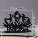 2 pack Lotus Flower Decorative Black iron Napkin Holder for Table, 5.3" x 4" x 1.5" Floral Standing Napkin Holder for Home Kitchen Restaurant Picnic Party Coffee Bar Dining Room（Excluding paper）