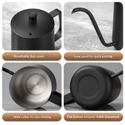 Gooseneck Pour Over Coffee Kettle 12 oz （350ml）Stainless Steel Hand Drip Long Narrow Spout  for Stove Top, black In Australia - Darrahopens