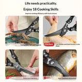 Poultry Shears, Heavy Duty Kitchen Shears with Serrated Edge, No Rust Spring Loaded, Multipurpose Stainless Steel Kitchen Scissors for Chicken, Bone, Meat, Turkey, Fish Thanksgiving Gifts In Australia - Darrahopens