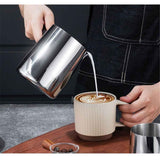 Classics Coffee Pot, 12oz/350ml Stainless Steel Milk Frothing Jug Long Handle Coffeware Pull Flower Toroid Pitcher Milk Warmer Hot Chocolate Maker In Australia - Darrahopens