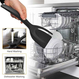 2 pack Kitchen Cooking Spatula, 2 in 1 Egg Silicone Fried Egg Grip Flip Tongs Double Sided Turner Multi Purpose Non stick Kitchen Shovel for Bread Fish Pancake Toast（black） In Australia - Darrahopens