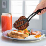 2 pack Kitchen Cooking Spatula, 2 in 1 Egg Silicone Fried Egg Grip Flip Tongs Double Sided Turner Multi Purpose Non stick Kitchen Shovel for Bread Fish Pancake Toast（black） In Australia - Darrahopens