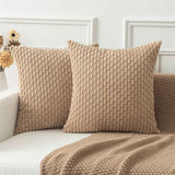 Textile Throw Pillow Covers Soft Corduroy Decorative Set of 2 Boho Striped Pillow Covers Pillowcases Farmhouse Home Decor for Couch Bed Sofa Living Room 18x18 Inch（pillowcase only） In Australia - Darrahopens